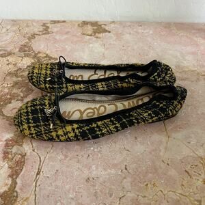 Sam Edelman Black Yellow Tweed Tartan Check Ballet Flats Womens 7.5